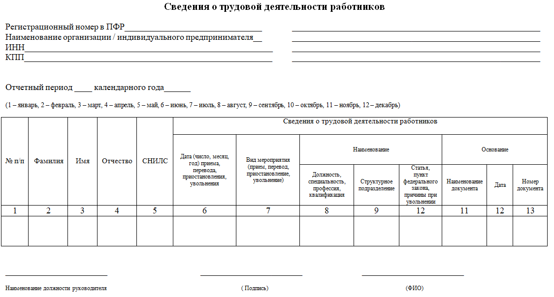 Сзв тд отчет образец