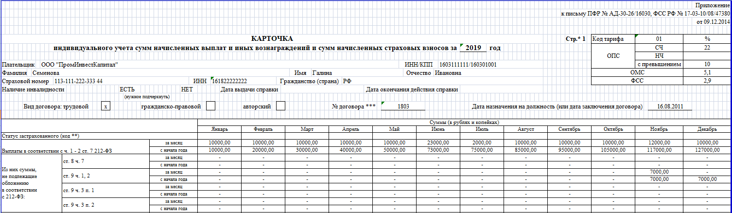 Индивидуальные карточки начисленных сумм в 1с. Карточка учета сумм начисленных страховых взносов. Индивидуальная карточка учета страховых взносов. Карточка учета страховых взносов образец.